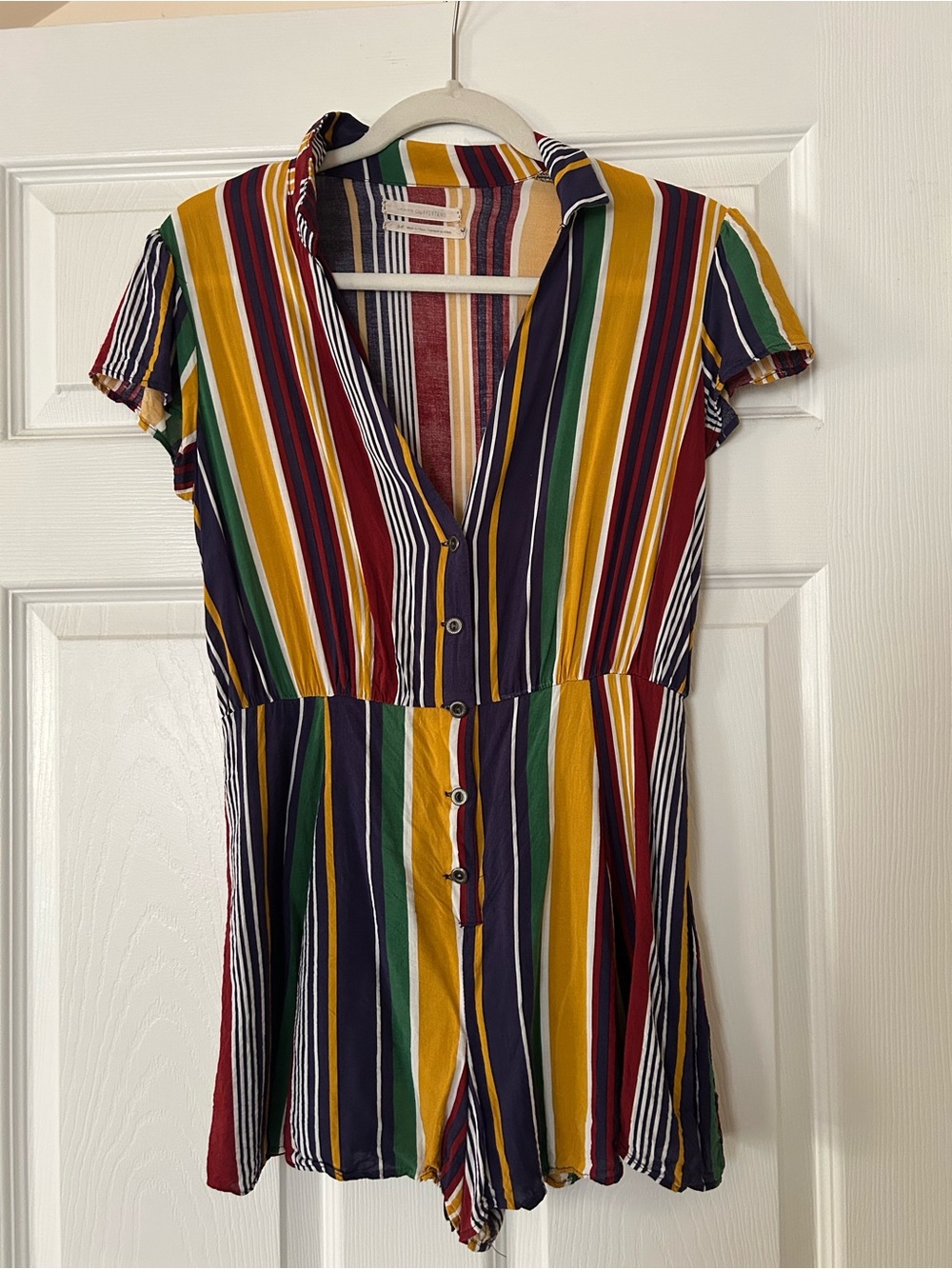 Urban Outfitters Striped Button-Front Romper